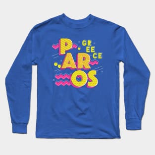 Retro 90s Paros, Greece Long Sleeve T-Shirt